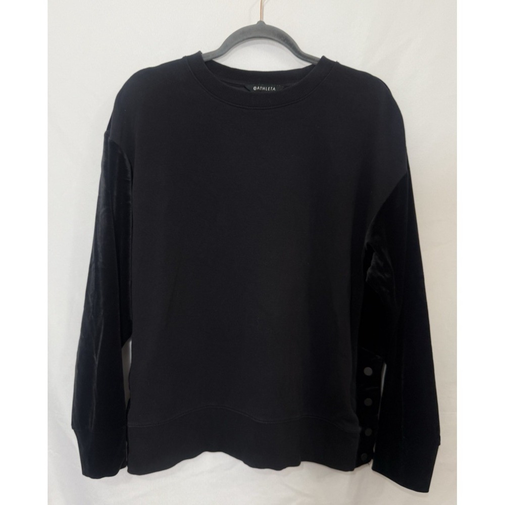 Athleta Retroplush Black Velvet‎ Crewneck Sweatshirt Womens Size M